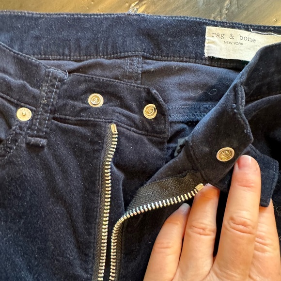 Rag & Bone front zipper with snaps dark Clancy velvet pants - Picture 4 of 6